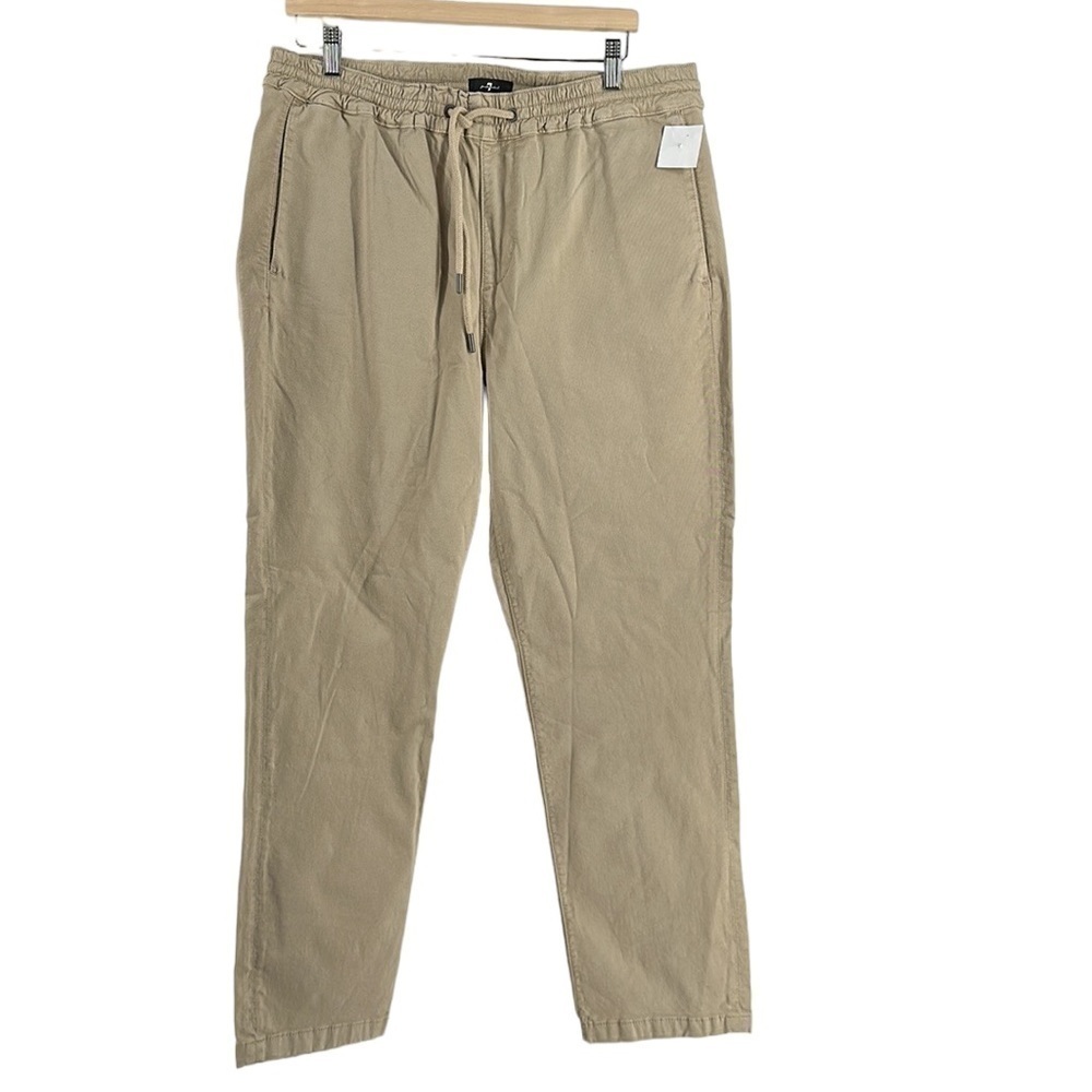 7 for all mankind 
Cotton-Blend Drawstring Trousers khaki Color pull on sz lg